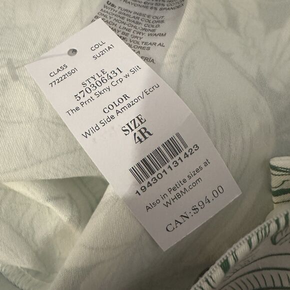 White House Black Market Green Flamingo Pants NWT 4 Skinny Crop Wild Side Amazon - Picture 7 of 7